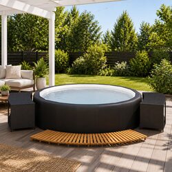 Concise Hot Tub Surround with Storage and Acacia Wood