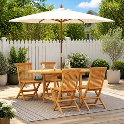 Garden Dining Set 5 pcs Outdoor Table Chairs Brown Solid Teak Wood Furniture