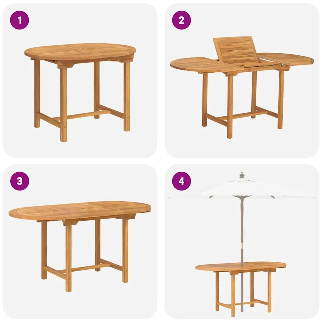 7-Piece Outdoor Dining Set in Solid Brown Teak Wood