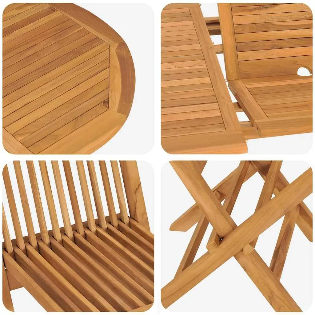 7-Piece Outdoor Dining Set in Solid Brown Teak Wood