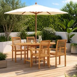 Modern 5-Piece Teak Wood Garden Dining Set