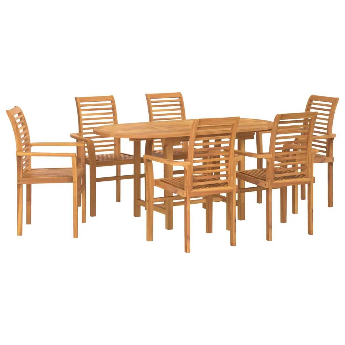 Garden Dining Set Brown 7 Pieces Solid Teak Wood Outdoor Table Chairs Furniture
