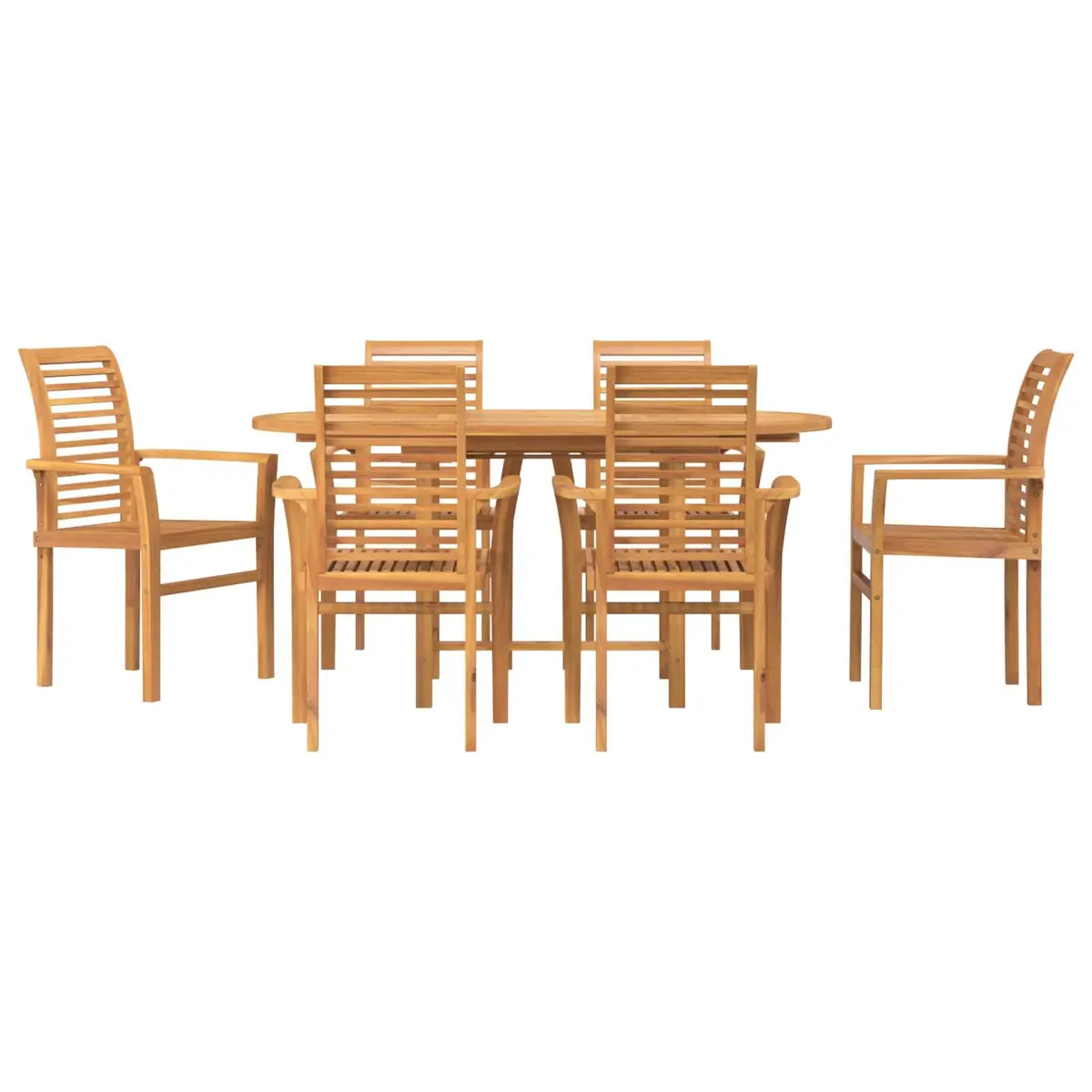 Garden Dining Set Brown 7 Pieces Solid Teak Wood Outdoor Table Chairs Furniture