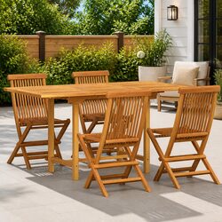 5-Piece Teak Wood Dining Set: Durable and Stylish