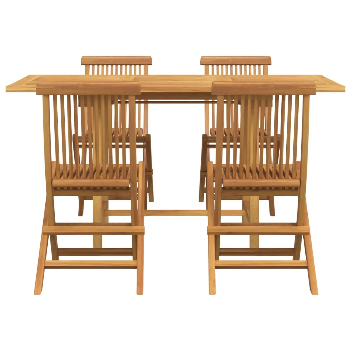 Garden Dining Set 5 Pieces Brown Teak Wood Outdoor Table Chairs Terrace