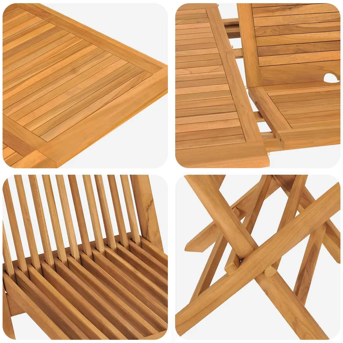 Garden Dining Set 5 Pieces Brown Teak Wood Outdoor Table Chairs Terrace