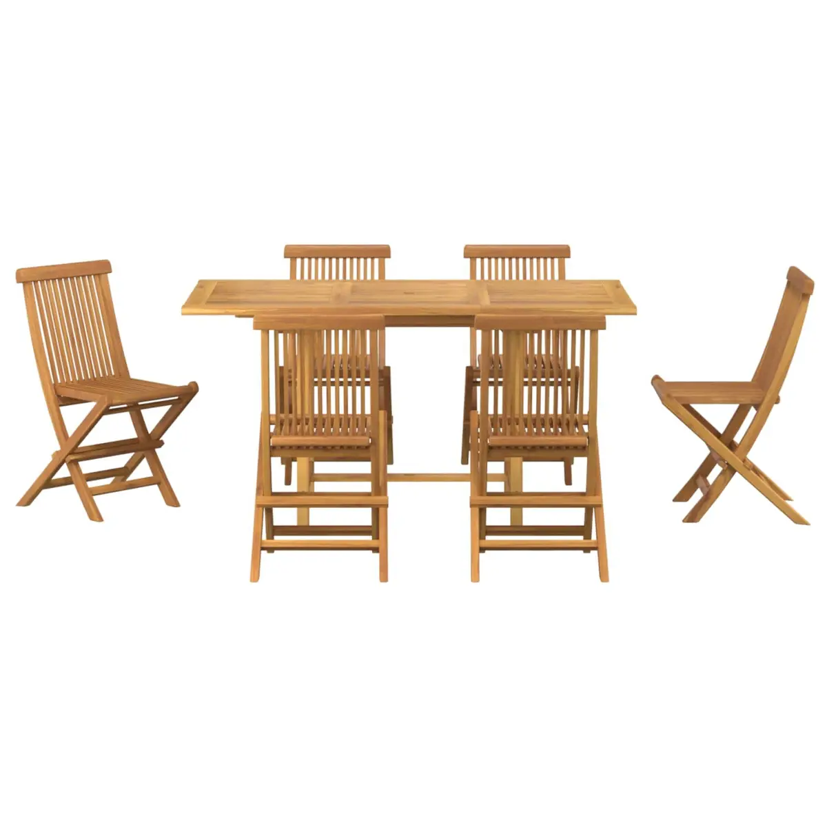 Garden Dining Set Brown 7 Piece Solid Teak Wood Outdoor Table Chairs