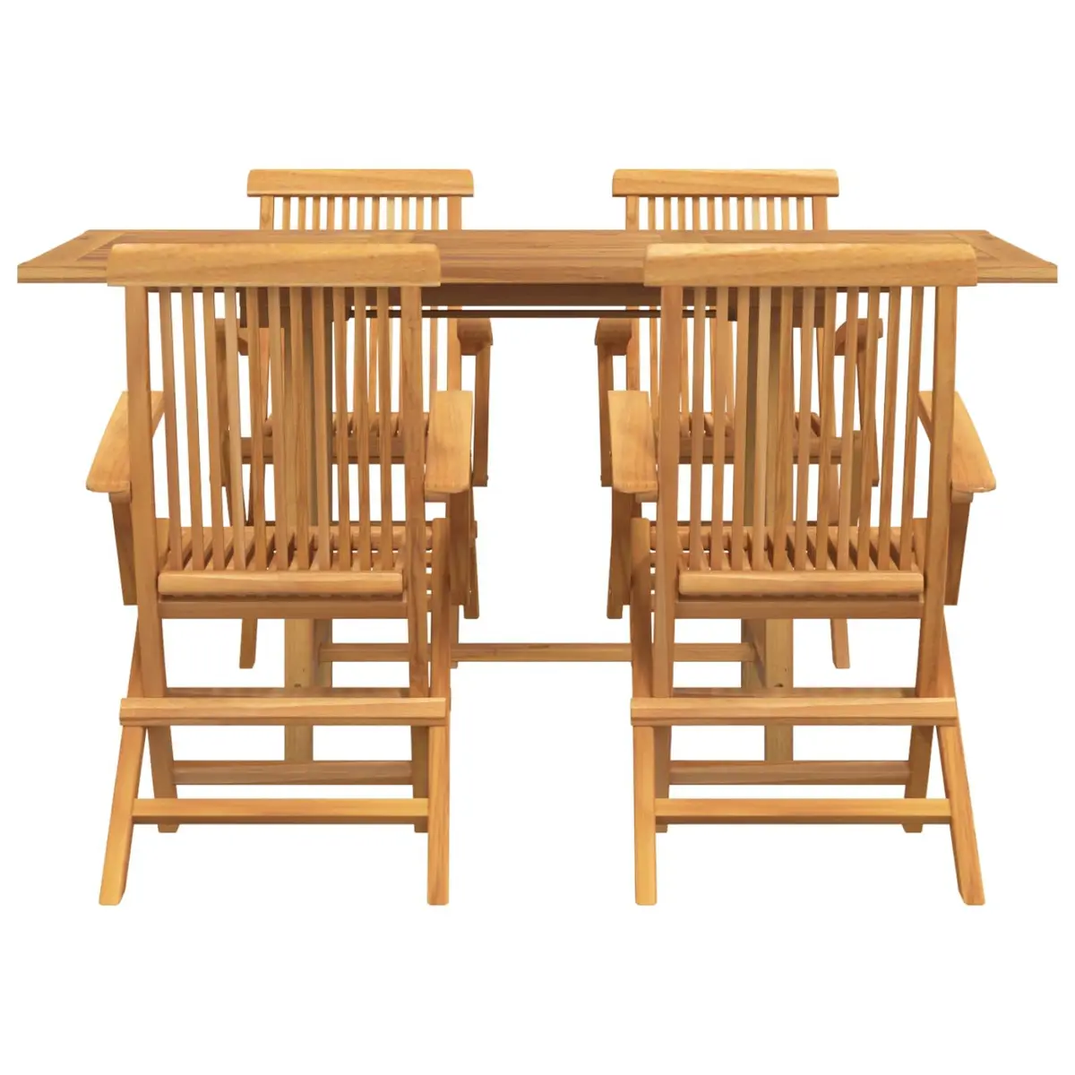 Garden Dining Set 5 Pieces Outdoor Furniture Brown Solid Teak Wood Table Chairs