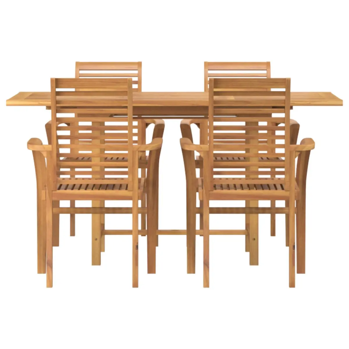 Garden Dining Set Brown 5 Piece Teak Wood Modern Outdoor Furniture