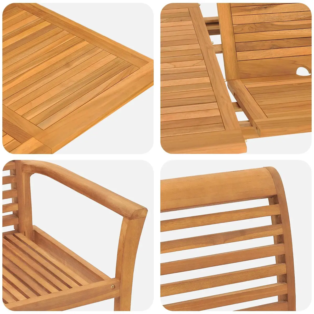 Garden Dining Set Brown 5 Piece Teak Wood Modern Outdoor Furniture