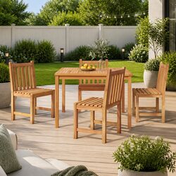 Garden Dining Set 5 Piece Outdoor Furniture Table Chairs Brown Wood
