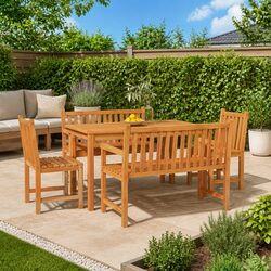 Compact 5 Piece Teak Wood Dining Set for Every Occasion