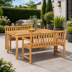 3 Piece Teak Garden Dining Set for Outdoor Enjoyment