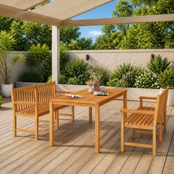 Compact 3 Piece Teak Garden Dining Set for All Spaces