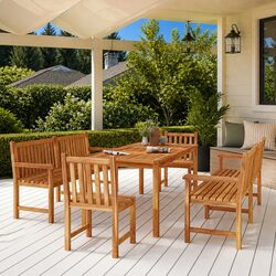 Concise 5 Piece Teak Wood Outdoor Dining Set