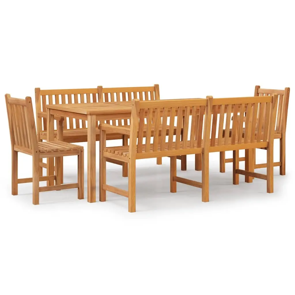 Garden Dining Set Brown 5 Piece Solid Teak Wood Table Chairs Outdoor Furniture