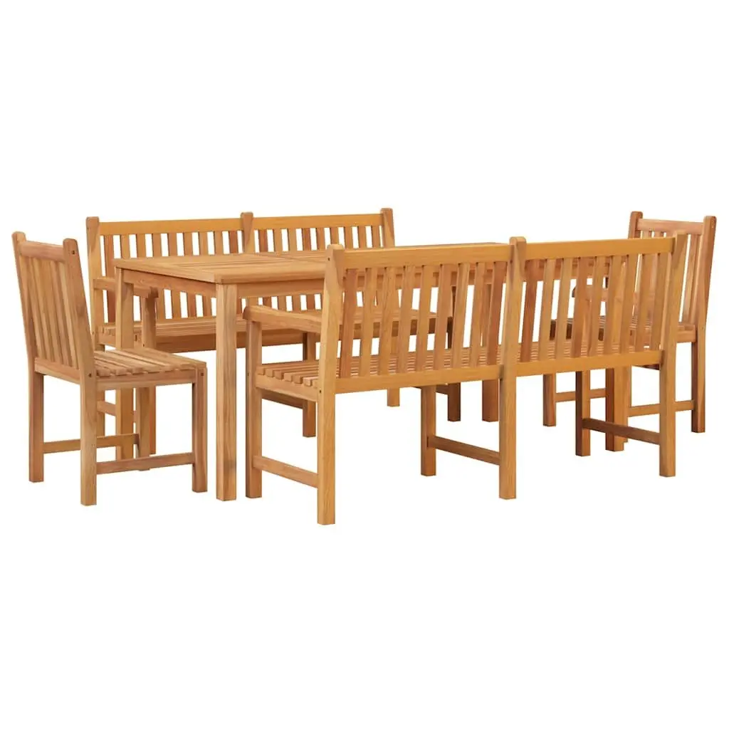 Garden Dining Set Brown 5 Piece Solid Teak Wood Table Chairs Outdoor Furniture