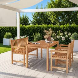 Garden Dining Set 4 Piece Outdoor Furniture Table Chairs Benches Teak Wood