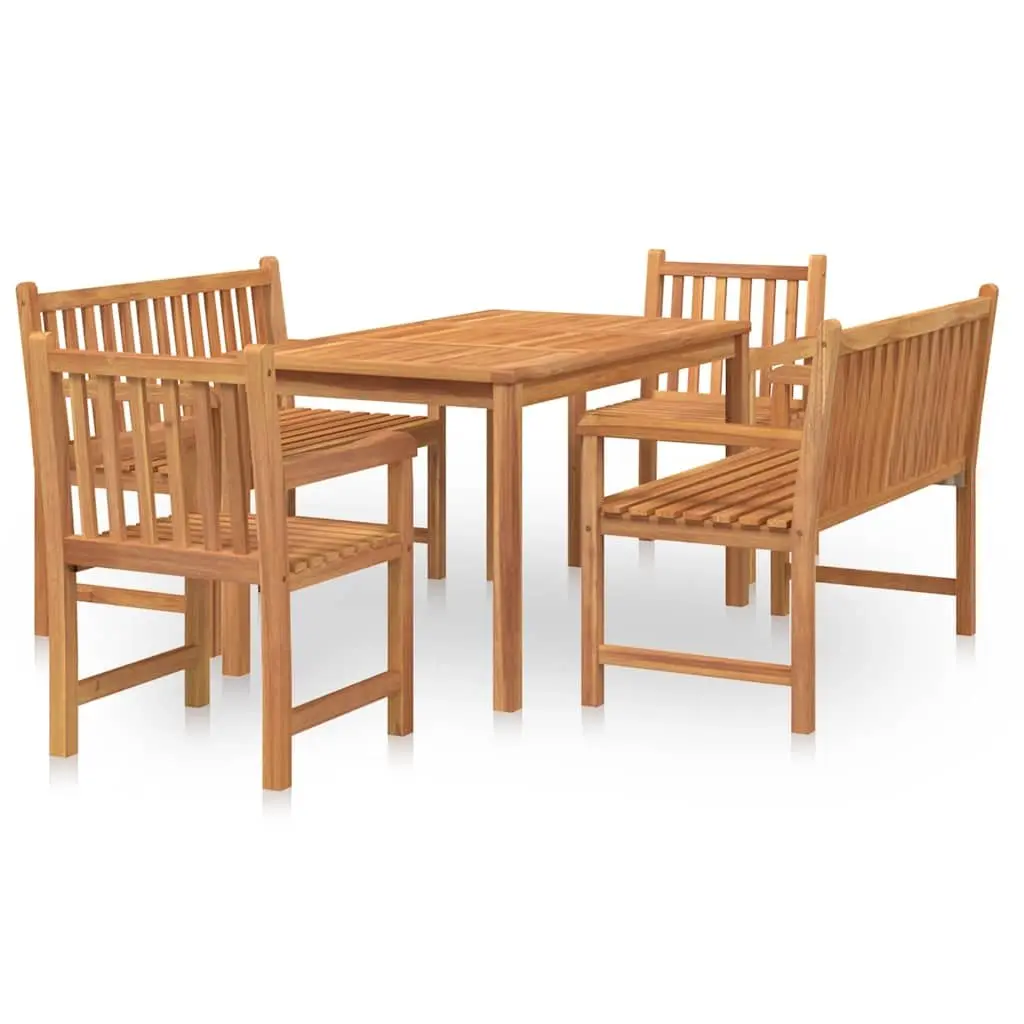 Garden Dining Set 5 Piece Outdoor Furniture Table Chairs Bench Wooden Brown