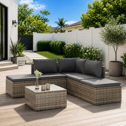6-Piece Garden Lounge Set with Waterproof Storage