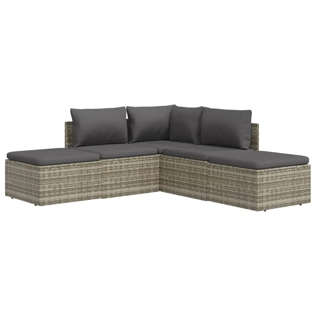 5 Piece Grey Poly Rattan Lounge Set for Outdoors