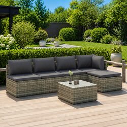 Concise 6-Piece Outdoor Lounge Set in Grey