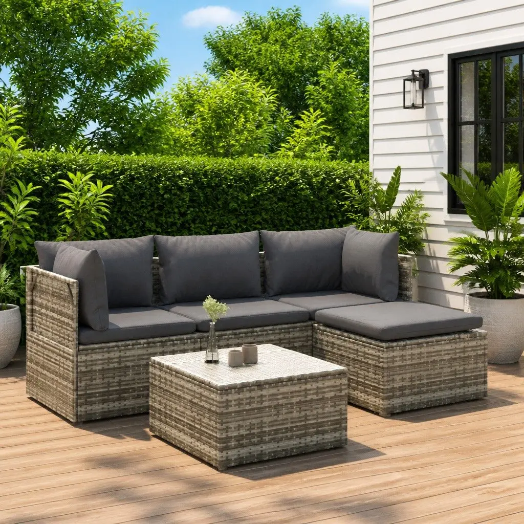 Garden Lounge Set 5 Piece Outdoor Furniture Patio Sofa Dining Grey with Cushions