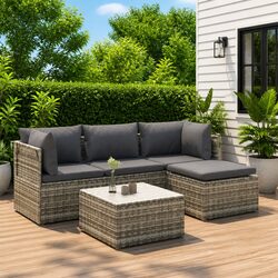 Garden Lounge Set 5 Piece Outdoor Furniture Patio Sofa Dining Grey with Cushions
