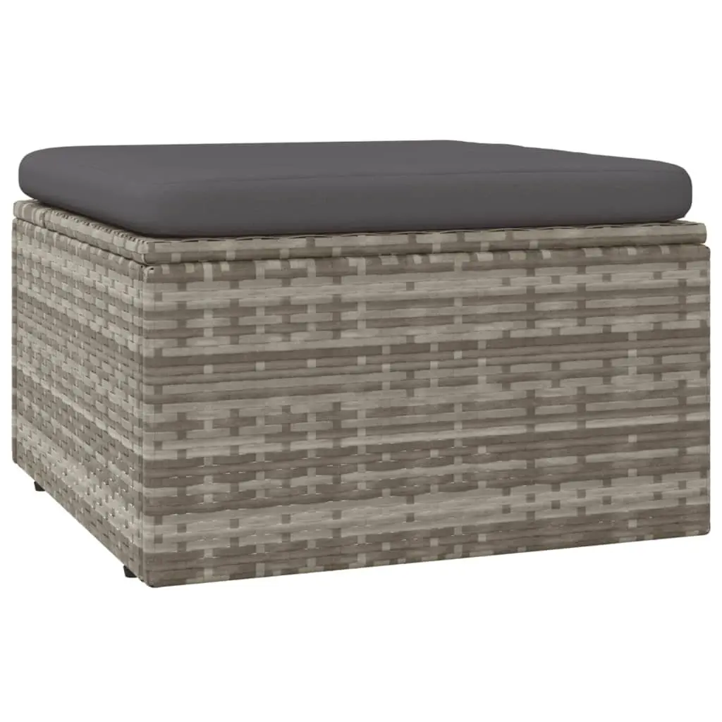 5 Piece Outdoor Furniture Set Grey Poly Rattan Garden Lounge with Cushions and Storage