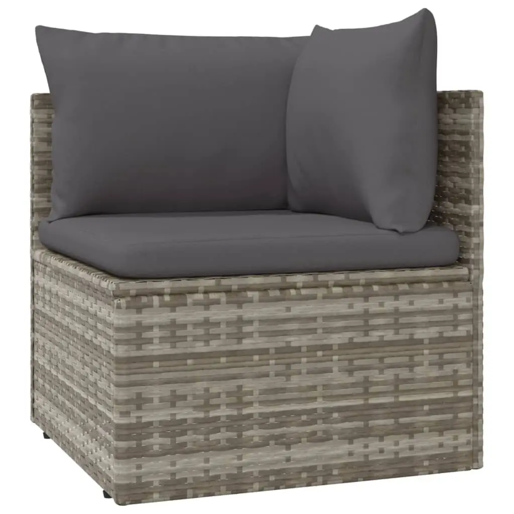 Garden Lounge Set 6 Piece Outdoor Furniture with Cushions Grey Poly Rattan