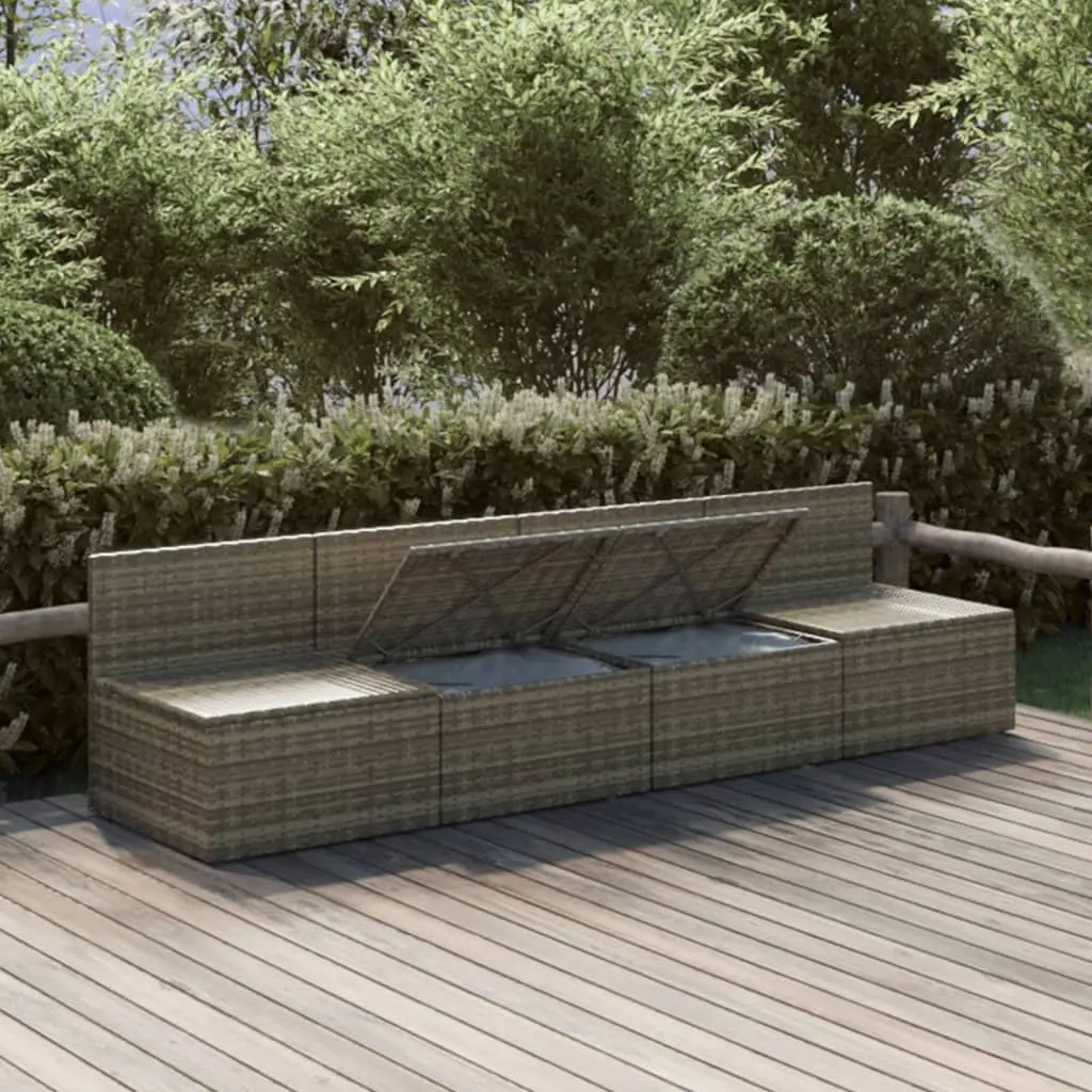 Garden Lounge Set 4 Piece Outdoor Furniture Grey Poly Rattan with Cushions
