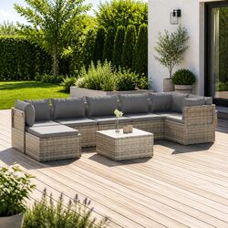 Compact 8 Piece Lounge Set for Outdoor Use