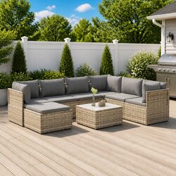 Concise 8-Piece Garden Lounge Set with Cushions