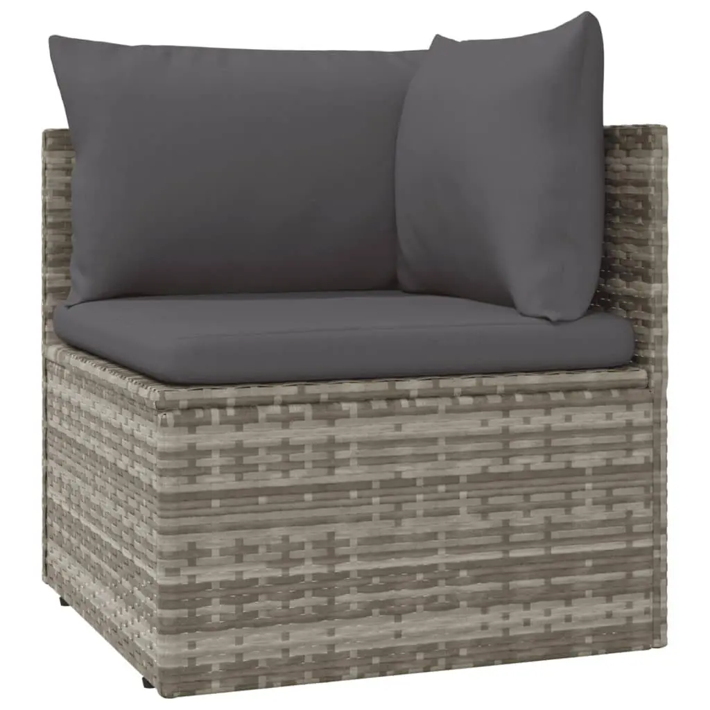 Garden Lounge Set 5 Piece Outdoor Furniture with Cushions Grey Poly Rattan
