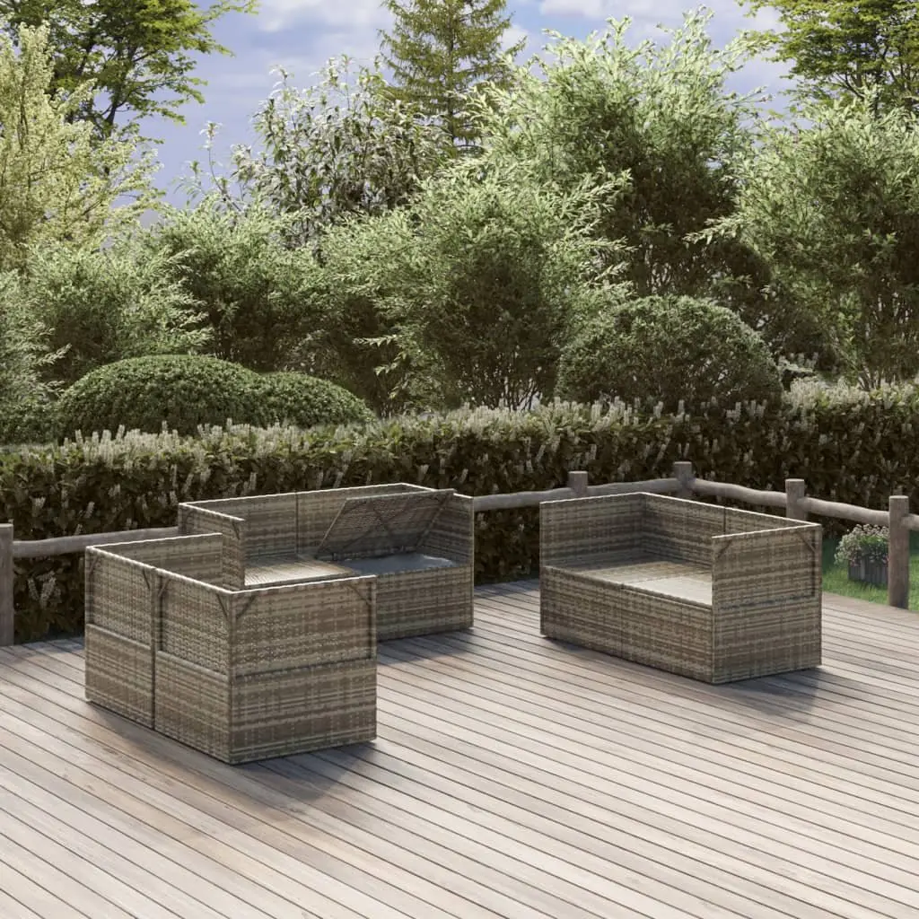 Garden Corner Sofa Set 6 Pieces Grey Outdoor Furniture Poly Rattan Patio