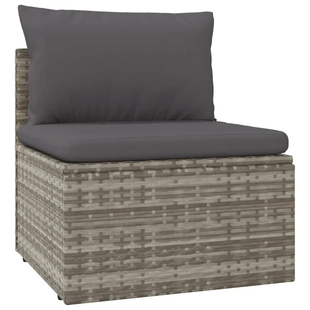 Outdoor Furniture Set Grey 4 Piece Poly Rattan Garden Middle Sofas 57x57x56 cm Sturdy Steel Frame Cushions Included