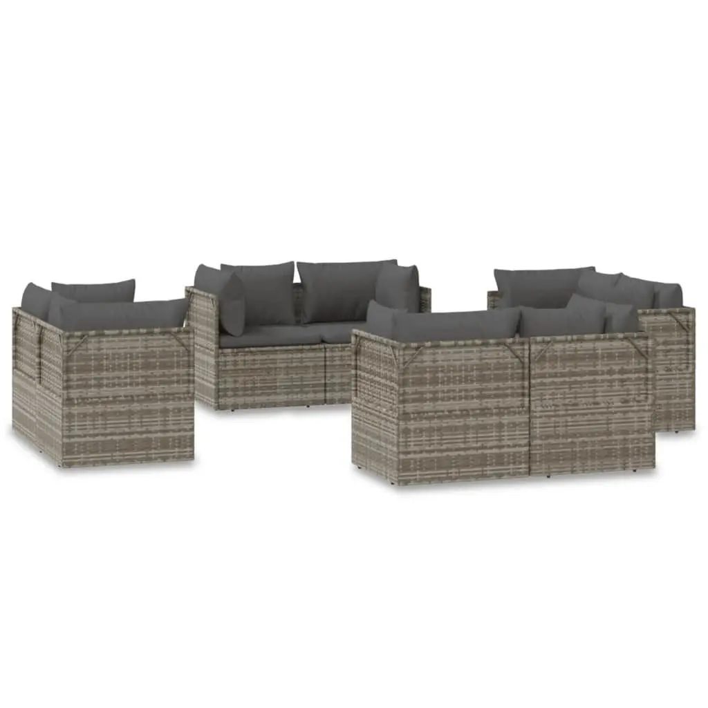 Garden Corner Sofas 8 Pieces Grey Outdoor Furniture Set with Storage Cushions