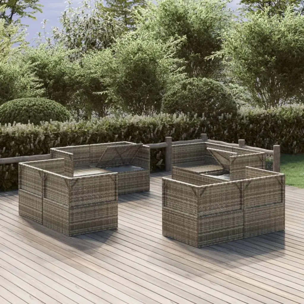 Garden Corner Sofas 8 Pieces Grey Outdoor Furniture Set with Storage Cushions
