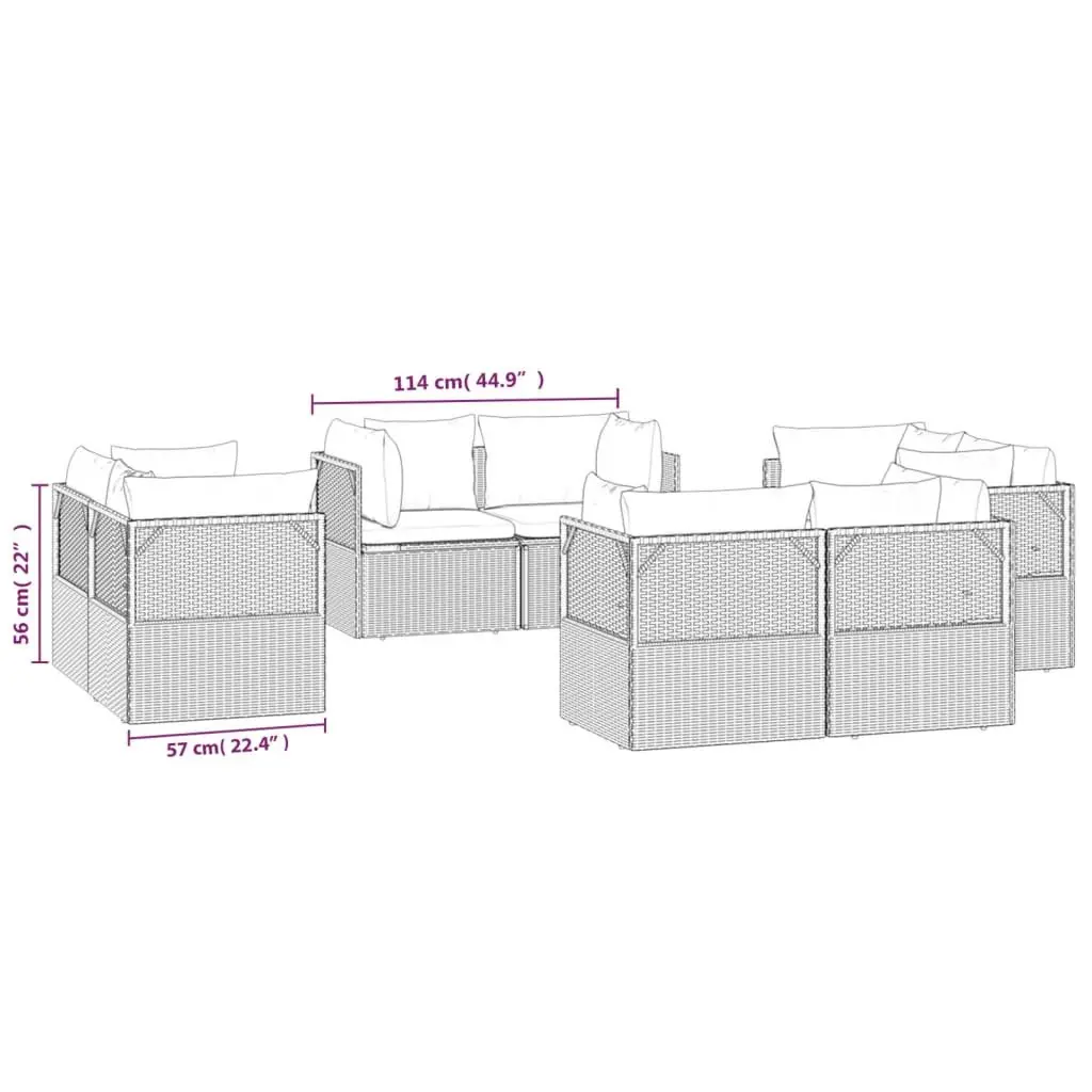Garden Corner Sofas 8 Pieces Grey Outdoor Furniture Set with Storage Cushions