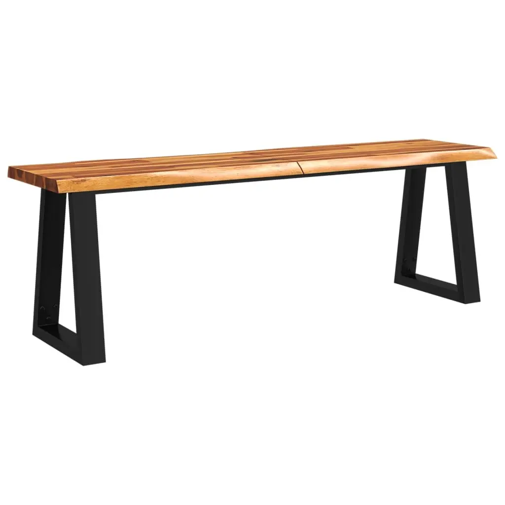 Dining Set 3 Piece Kitchen Table Bench Chairs Live Edge Acacia Wood Brown