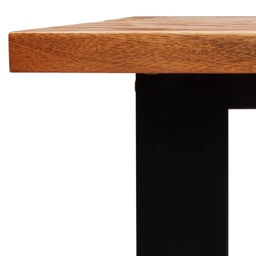 Dining Set 3 Piece Kitchen Table Bench Chairs Live Edge Acacia Wood Brown