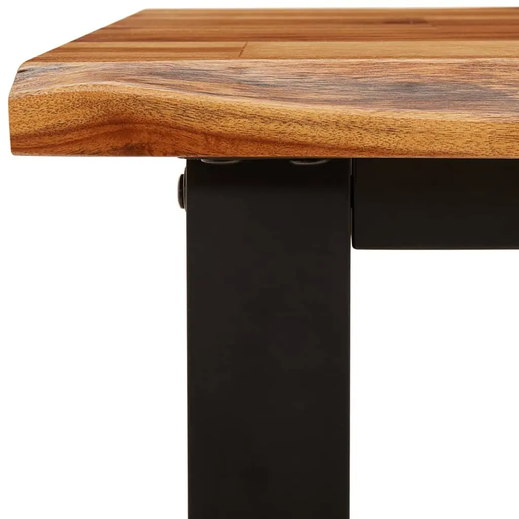 Dining Set Brown 3 Piece Live Edge Solid Wood Acacia Kitchen Table Bench Seats