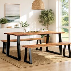 Concise Dining Set with Solid Acacia Wood
