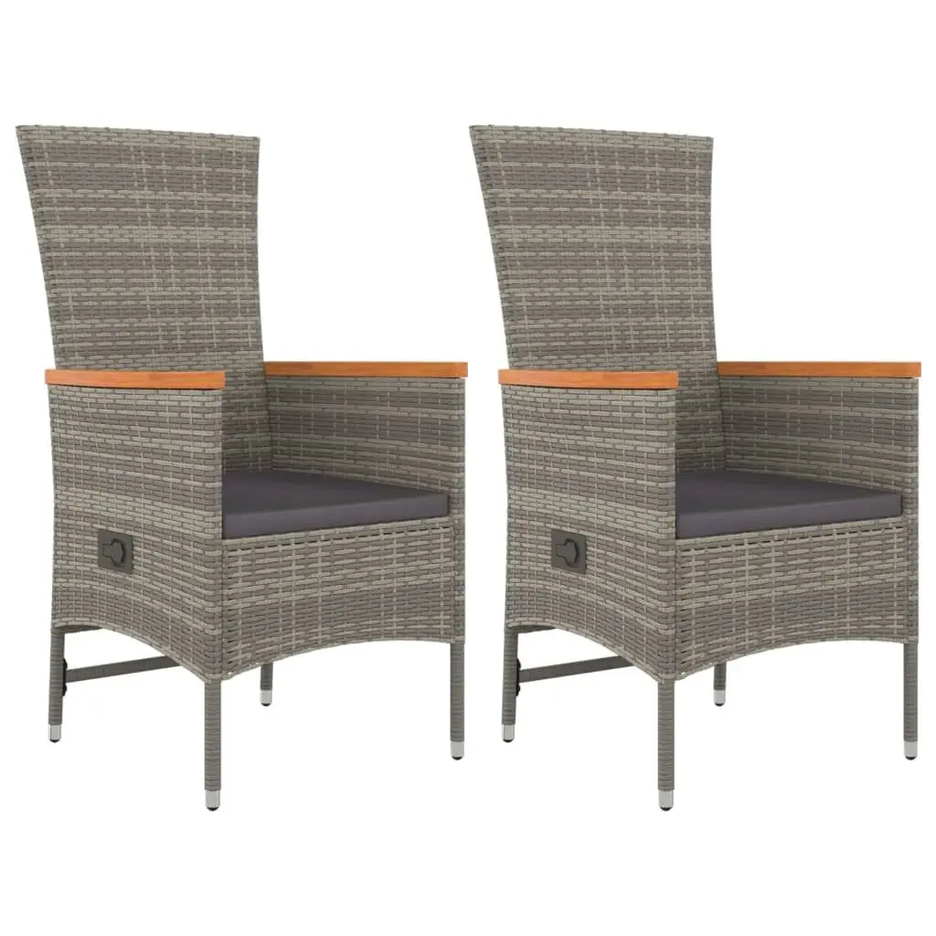 Garden Dining Set Grey 3 Piece Outdoor Furniture Weather Resistant PE Rattan Chairs Table