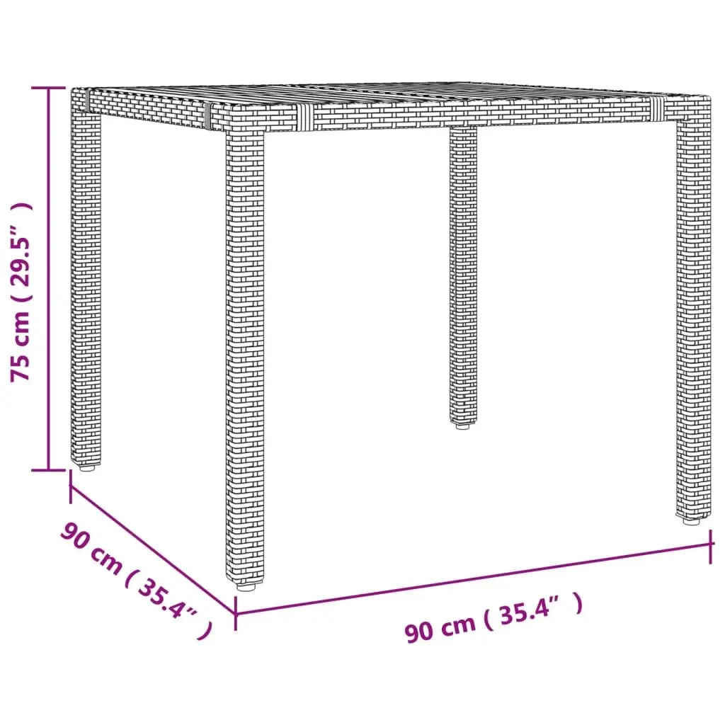 Garden Dining Set Grey 3 Piece Outdoor Furniture Weather Resistant PE Rattan Chairs Table
