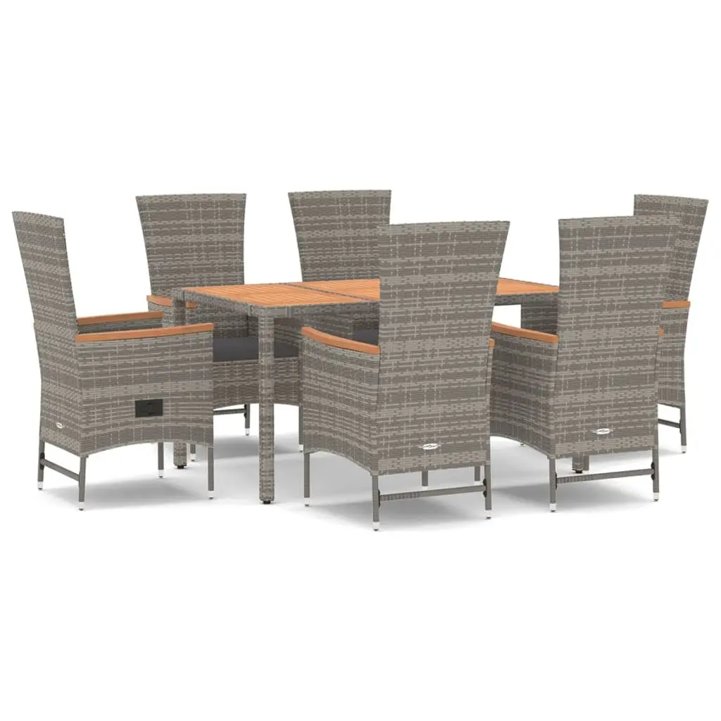 Garden Dining Set 7 Piece Outdoor Furniture Grey Rattan Chairs Table Cushions