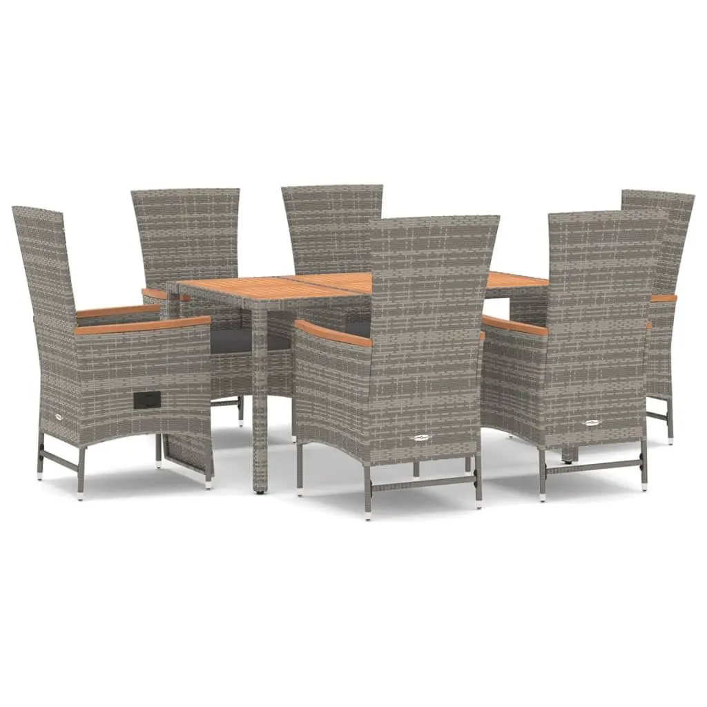 Garden Dining Set 7 Piece Outdoor Patio Furniture Grey Poly Rattan Chairs Table