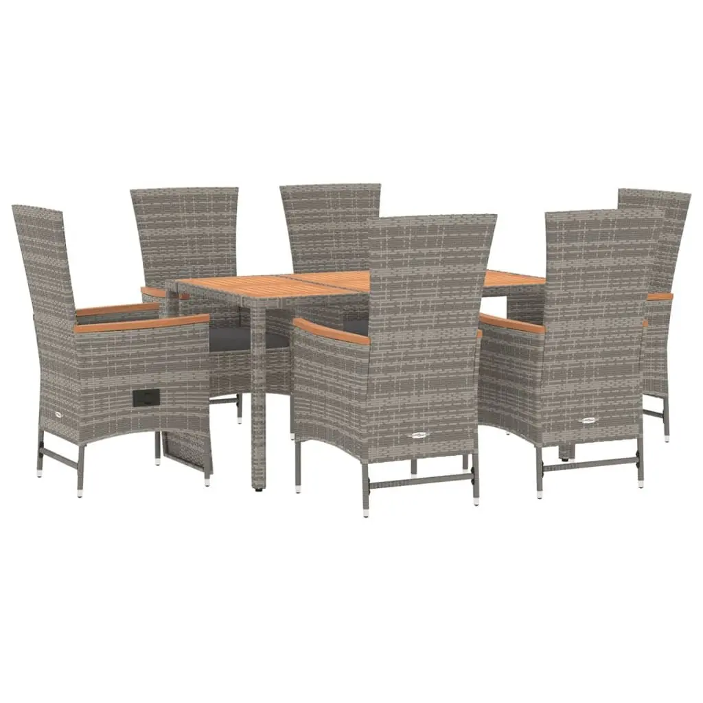 Garden Dining Set 7 Piece Outdoor Patio Furniture Grey Poly Rattan Chairs Table