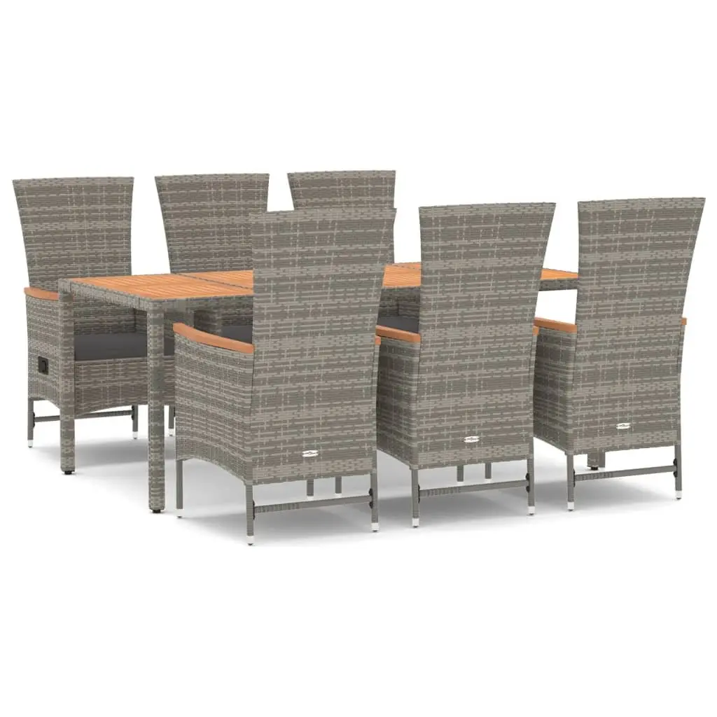 7 Piece Garden Dining Set Grey Outdoor Patio Furniture with Cushions