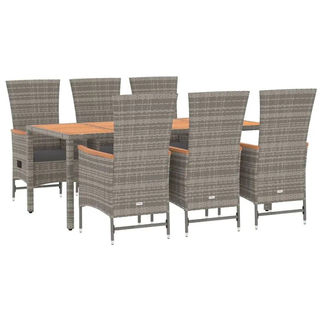 7 Piece Garden Dining Set Grey Outdoor Patio Furniture with Cushions